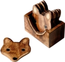 Sass & Belle Wooden Brown Fox Coasters - Set Of 6 - Book
