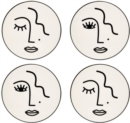 Sass & Belle Abstract Face White Coasters - Set Of 4 - Book
