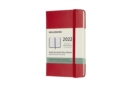 Moleskine 2022 12-Month Weekly Pocket Hardcover Horizontal Notebook : Scarlet Red - Book
