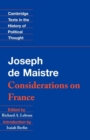 Maistre: Considerations on France - Book