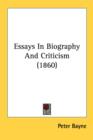 Essays In Biography And Criticism (1860) - Book
