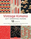 Vintage Kimono Gift Wrapping Papers - 12 sheets : 6 illustrations from 1900's Vintage Japanese Kimono Fabrics- 18 x 24 inch (45 x 61 cm) Wrapping Paper Sheets - Book