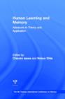 Human Learning and Memory : Advances in Theory and Applications: The 4th Tsukuba International Conference on Memory - Book