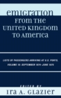 Emigration from the United Kingdom to America : Lists of Passengers Arriving at U.S. Ports, September 1874 - June 1875 - Book