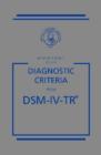 Desk Reference to the Diagnostic Criteria from DSM-IV-TR - Book
