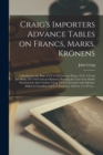 Craig's Importers Advance Tables on Francs, Marks, Kroenens [microform] : Calculated at the Rate of 19 3/10 Cents per Franc, 23 4/ 5 Cents per Mark, 20 3/10 Cents per Kroenen, Showing the Cost of an A - Book