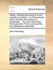 Tables, Shewing the Amount of Any Quantity of Omnium, or of the Several Scrips of Which the Omnium Is Composed, ... by John Hemming, ... Third Payment. to Be Continued for the Subsequent Payments. - Book