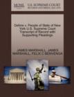 Defore V. People of State of New York U.S. Supreme Court Transcript of Record with Supporting Pleadings - Book