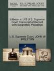 Littleton V. U S U.S. Supreme Court Transcript of Record with Supporting Pleadings - Book