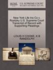 New York Life Ins Co V. Rositzky U.S. Supreme Court Transcript of Record with Supporting Pleadings - Book