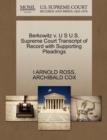 Berkowitz V. U S U.S. Supreme Court Transcript of Record with Supporting Pleadings - Book