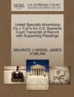 United Specialty Advertising Co V. Furr's Inc U.S. Supreme Court Transcript of Record with Supporting Pleadings - Book