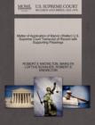 Matter of Application of Marvin (Walter) U.S. Supreme Court Transcript of Record with Supporting Pleadings - Book