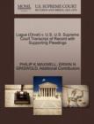 Logue (Orval) V. U.S. U.S. Supreme Court Transcript of Record with Supporting Pleadings - Book