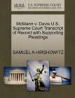 McMann V. Davis U.S. Supreme Court Transcript of Record with Supporting Pleadings - Book