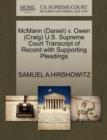 McMann (Daniel) V. Owen (Craig) U.S. Supreme Court Transcript of Record with Supporting Pleadings - Book