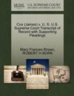 Cox (James) V. U. S. U.S. Supreme Court Transcript of Record with Supporting Pleadings - Book