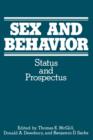 Sex and Behavior : Status and Prospectus - Book
