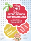 Bored Boomers 140 Large Print Word Search, Word Scramble, Cryptograms, Letter Fall Puzzles (Christmas Edition) - Book