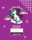 Unicorn Square Grid, Graph Paper Composition Notebook, 100 Sheets, Large 8 x 10 Inch, Quad Ruled Purple Cover - Book