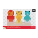 Lion, Tiger, and Bear Wooden Stacking Puzzle - Book