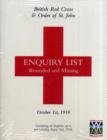 British Red Cross and Order of St John Enquiry List for Wounded and Missing : December 1st 1918 - Book