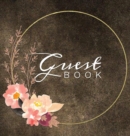 Guest Book : Watercolor Flowers Brown Rustic Hardcover Guestbook Blank No Lines 64 Pages Keepsake Memory Book Sign In Registry for a Wedding Birthday Anniversary Christening Engagement Party - Book