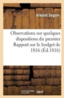 Observations Sur Quelques Dispositions Du Premier Rapport Sur Le Budget de 1816 - Book
