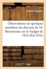 Observations Sur Quelques Assertions Du Discours de M. Bourrienne Sur Le Budget de 1816 - Book