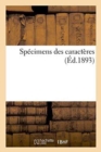 Specimens Des Caracteres - Book