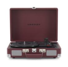 Cruiser Plus Deluxe Portable Turntable Record Player Deck (Burgundy)- Now With Bluetooth Out