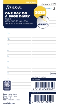 FILOFAX PERSONAL DAY PER PAGE 2020 DIARY, Book FILOFAX PERSONAL DAY PER PAGE 2020 DIARY, Book