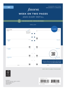 A5 Week on two pages English recycled paper 2025