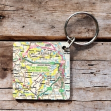 OS Map Wooden Square Key-ring - The Broads