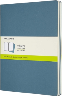 Set Of 3 Moleskine Extra Large Plain Cahier Journals : Brisk Blue