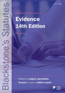 Blackstone's Statutes on Evidence, Paperback Book Blackstone's Statutes on Evidence, Paperback Book