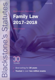 Blackstone's Statutes on Family Law 2017-2018, Paperback Book Blackstone's Statutes on Family Law 2017-2018, Paperback Book