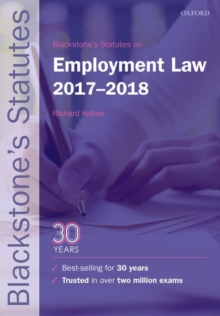 Blackstone's Statutes on Employment Law 2017-2018, Paperback Book Blackstone's Statutes on Employment Law 2017-2018, Paperback Book