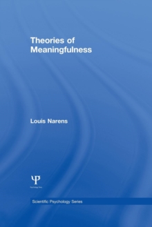 Theories of Meaningfulness, Paperback / softback Book Theories of Meaningfulness, Paperback / softback Book