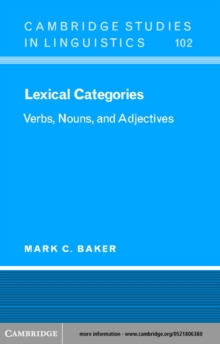 Lexical Categories : Verbs, Nouns and Adjectives