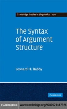 The Syntax of Argument Structure