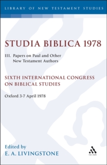 Studia Biblica 1978. III : Papers on Paul and Other New Testament Authors