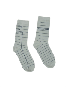 Library Card (Light Gray) Socks - Large