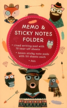 Memo & Sticky Notes Folder: Hipster Animals : Small Folder Containing 7 Sticky Notepads, a Tear-Off Lined Writing Pad, and Gel Pen