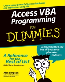 Access VBA Programming For Dummies, Paperback / softback Book Access VBA Programming For Dummies, Paperback / softback Book