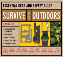 Survive the Outdoors Kit : Essential Gear and Safety Guide  Contains: Compass with Carabiner, Multi-tool, Flint Striker, Reflective Sheet, Survival Guide