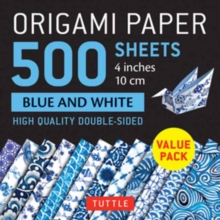 Origami Paper 500 sheets Blue and White 4" (10 cm) : Double-Sided Origami Sheets Printed with 12 Different Designs