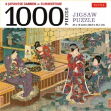 A Japanese Garden in Summertime - 1000 Piece Jigsaw Puzzle : A Scene from THE TALE OF GENJI, Woodblock Print (Finished Size 24 in X 18 in)