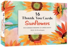16 Thank You Cards, Sunflowers : 4 1/2 x 3 inch blank cards in 8 Lovely Designs (2 each) with 16 Envelopes