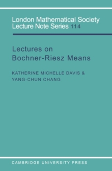 Lectures on Bochner-Riesz Means